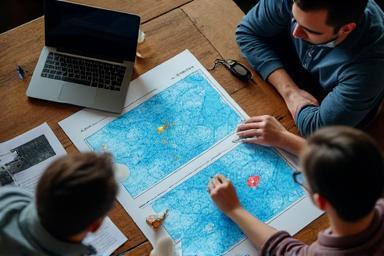 Gruppo al lavoro che analizza mappe di segnale mobile